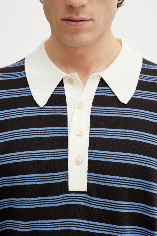 Wales Bonner Breeze polo wełniane męskie brązowy US26KNS4879.WO04.581