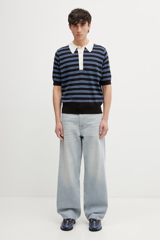 Wales Bonner Breeze polo wełniane męskie US26KNS4879.WO04.581 brązowy