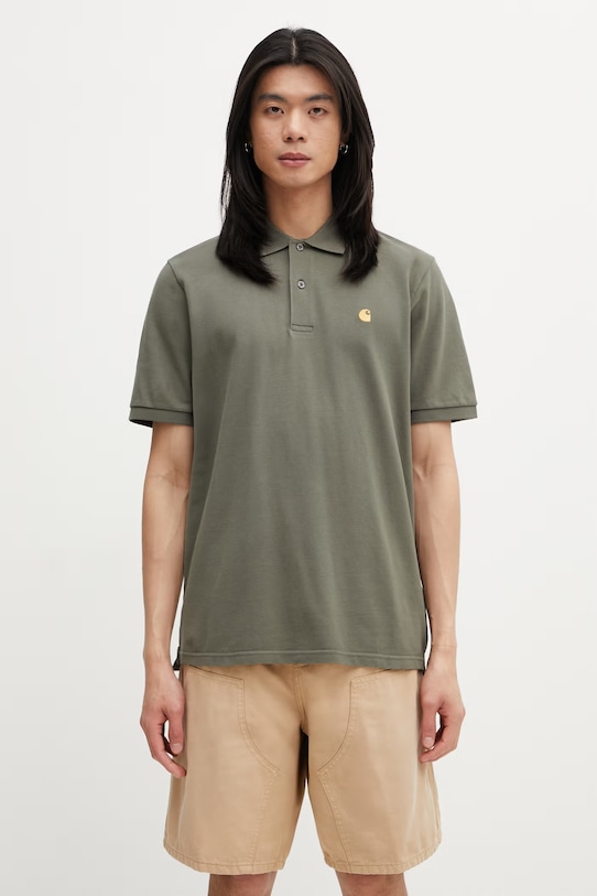 Carhartt WIP S/S Chase Pique Polo polo bawełniane męskie zielony I023807.3LRXX