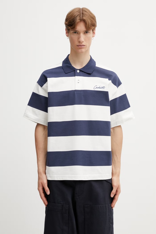 Carhartt WIP S/S Delray Polo bawełniane męskie niebieski I036187.3LEXX