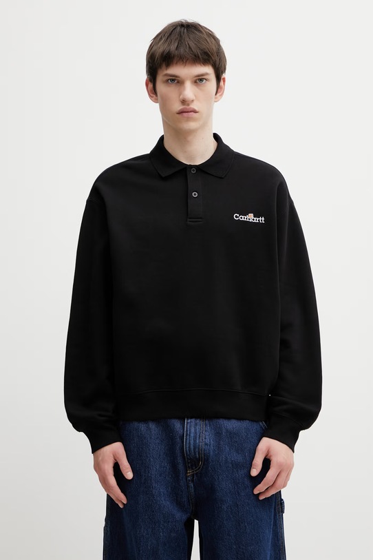 Carhartt WIP WIP Label Polo Sweat Men's cotton sweatshirt black I036349.89XX