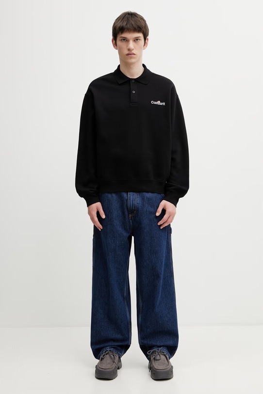 Carhartt WIP WIP Label Polo Sweat Men's cotton sweatshirt I036349.89XX black