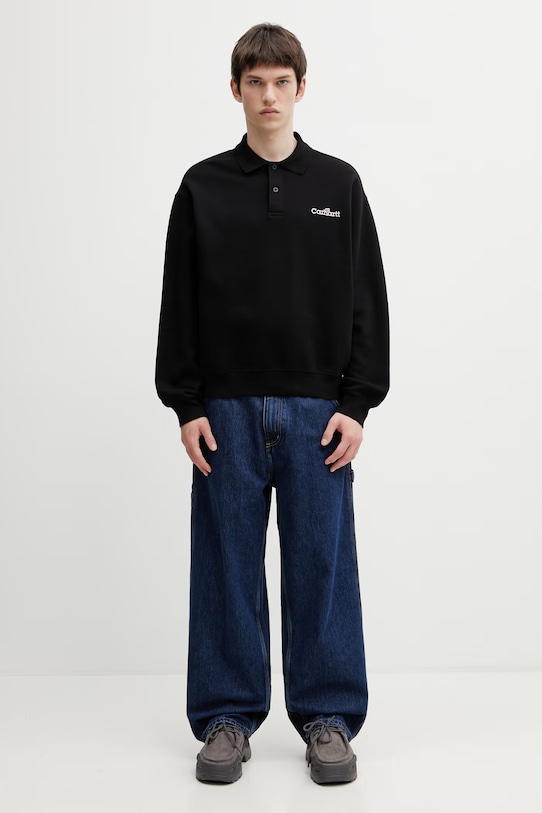 Carhartt WIP WIP Label Polo Sweat Men's cotton sweatshirt I036349.89XX black
