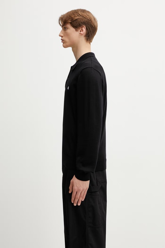 Carhartt WIP L/S Madison Polo sweter bawełniany męski I036162.0D2XX czarny SS26