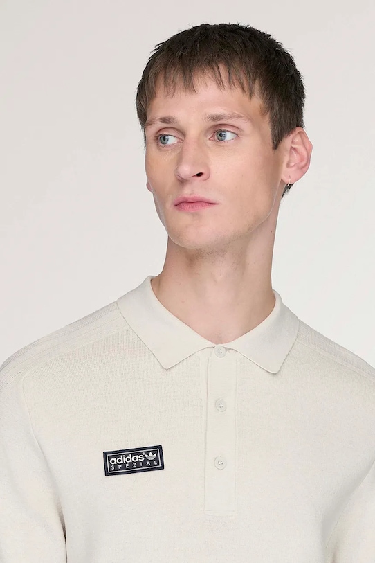 adidas Originals x SPZL Men's sweater-style polo shirt with viscose beige KF6808