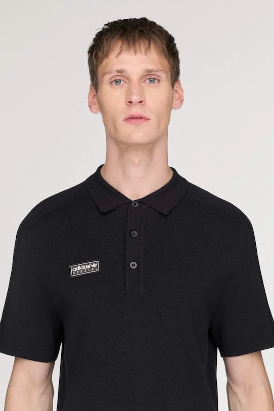adidas Originals x SPZL sweater-style polo shirt with viscose Men's black KF6812