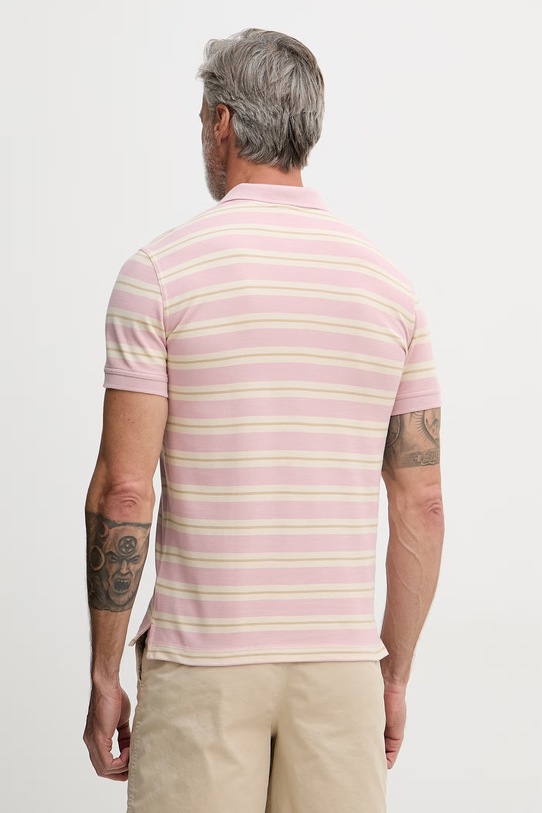 Ρούχα United Colors of Benetton πόλο ανδρικό βαμβακερό 3UTCU302S ροζ