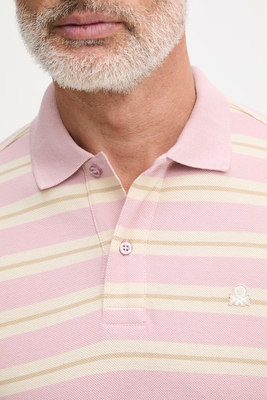 United Colors of Benetton πόλο ανδρικό βαμβακερό 3UTCU302S ροζ