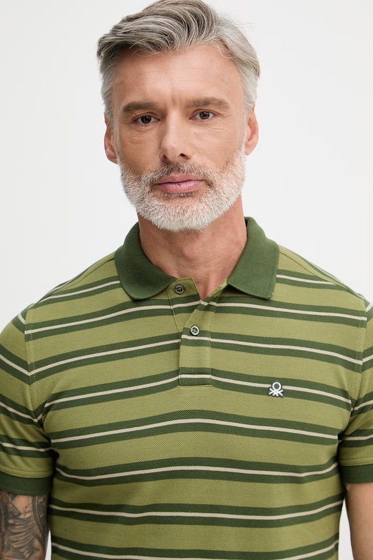United Colors of Benetton πόλο ανδρικό βαμβακερό πράσινο 3UTCU302S