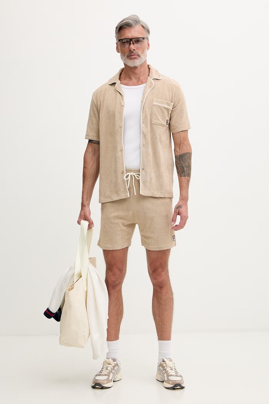 Fila πουκάμισο Ανδρικό βαμβακερό EMPOLI FAM1179 μπεζ SS26