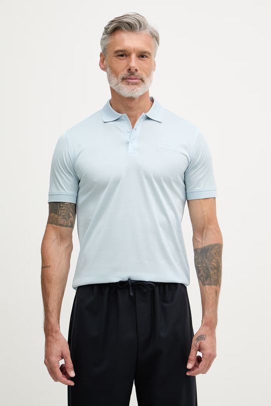 Karl Lagerfeld polo pánské bavlněné modrá 562200.745400