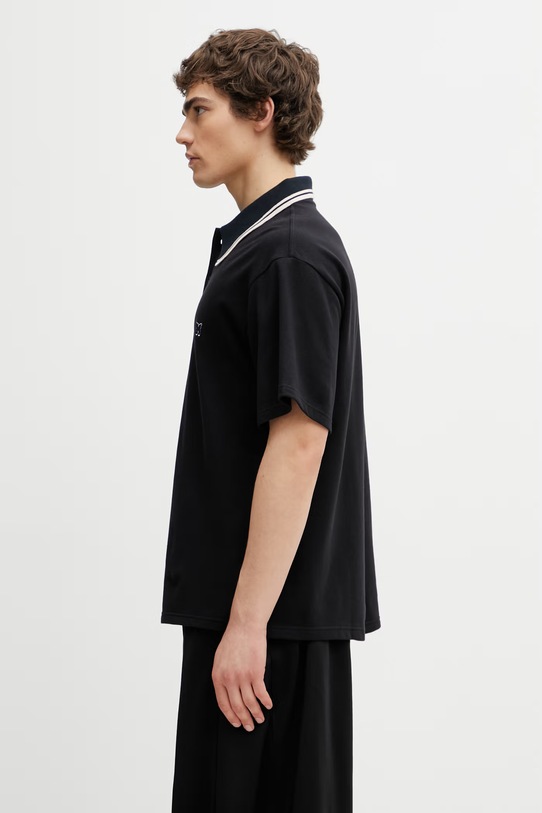 Needles polo bawełniane męskie SX442 czarny SS26