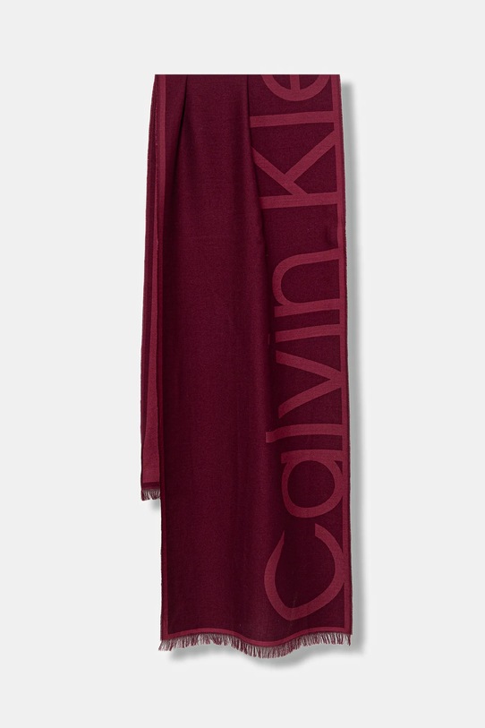 Calvin Klein szalik nadruk bordowy LV04F8066G