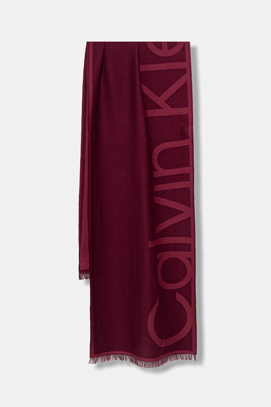 Calvin Klein szalik nadruk bordowy LV04F8066G