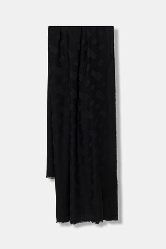 Κασκόλ με προσθήκη μαλλιού BOSS Monyque λεπτό μοτίβο μαύρο 50555434