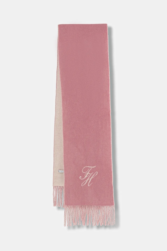 Tommy Hilfiger szalik wełniany tkanina różowy AW0AW18222