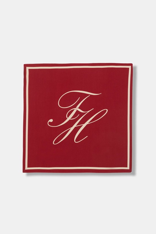 Tommy Hilfiger chusta jedwabna jedwab czerwony AW0AW18223
