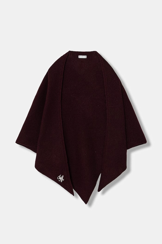 Vlnený šál Tommy Hilfiger nášivka burgundské AW0AW18516