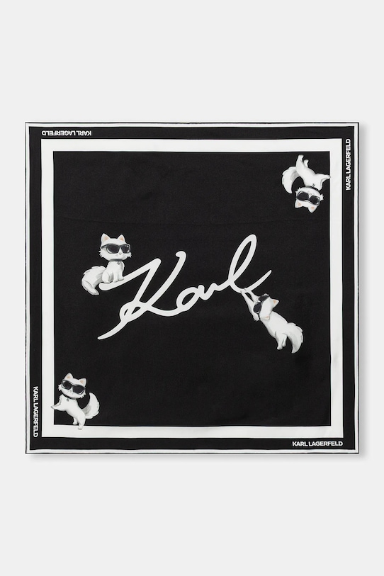 Μεταξωτό φουλάρι Karl Lagerfeld IKON ύφασμα μαύρο B1W33083