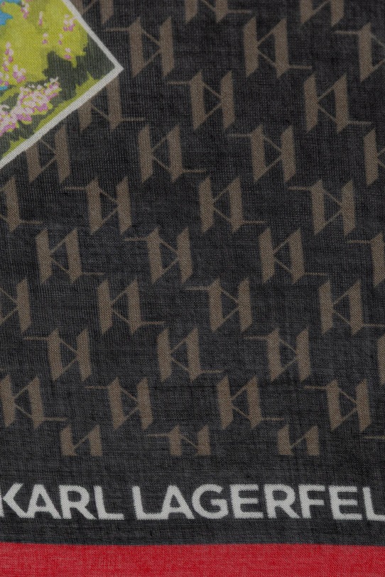 Akcesoria Karl Lagerfeld chusta z domieszką jedwabiu IKON MONOGRAM B1W33032 czarny