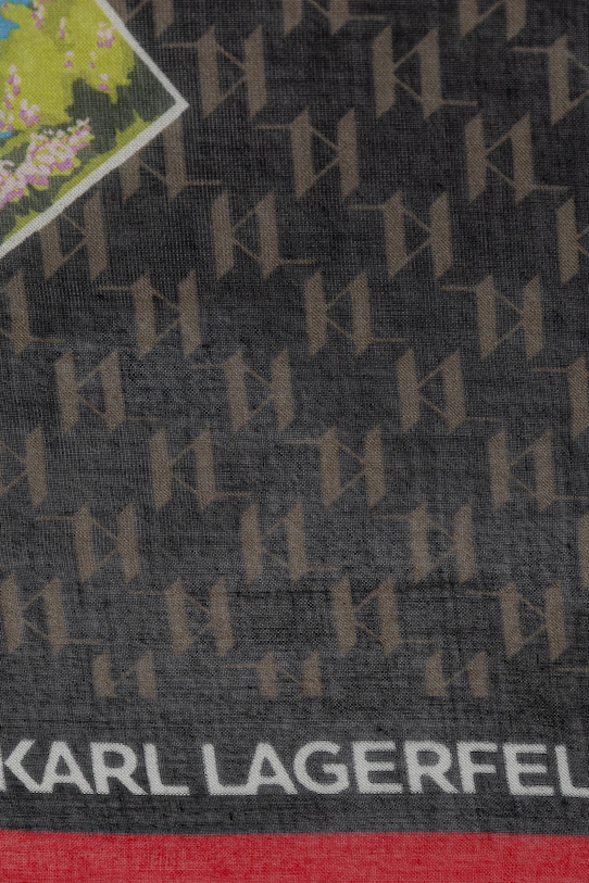 Akcesoria Karl Lagerfeld chusta z domieszką jedwabiu IKON MONOGRAM B1W33032 czarny