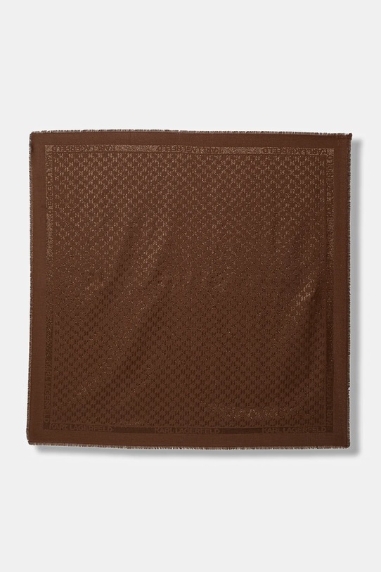 Karl Lagerfeld chusta z dodatkiem jedwabiu K/MONOGRAM tkanina brązowy B1W33026