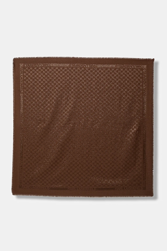 Karl Lagerfeld chusta z dodatkiem jedwabiu K/MONOGRAM tkanina brązowy B1W33026
