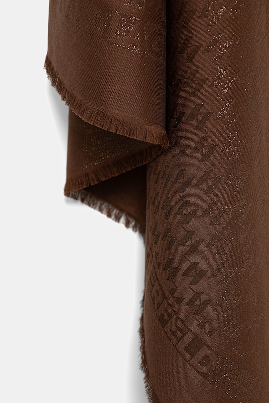 Karl Lagerfeld chusta z dodatkiem jedwabiu K/MONOGRAM B1W33026 brązowy SS26