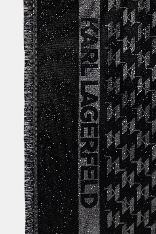 Karl Lagerfeld chusta z dodatkiem jedwabiu K/MONOGRAM B1W33026 czarny SS26