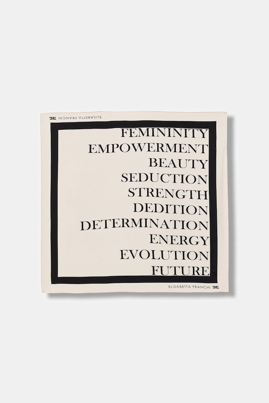 Elisabetta Franchi apaszka damska jedwabna beżowy FO19F61E2