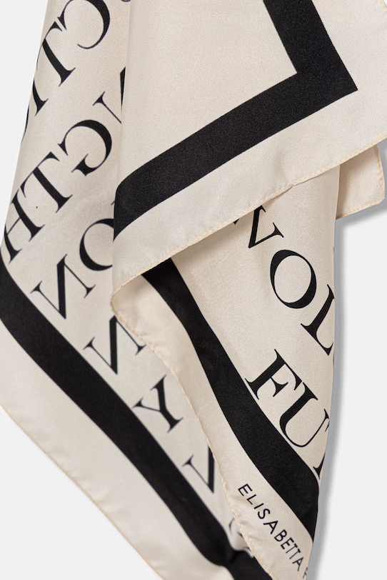 Akcesoria Elisabetta Franchi apaszka damska jedwabna FO19F61E2 beżowy