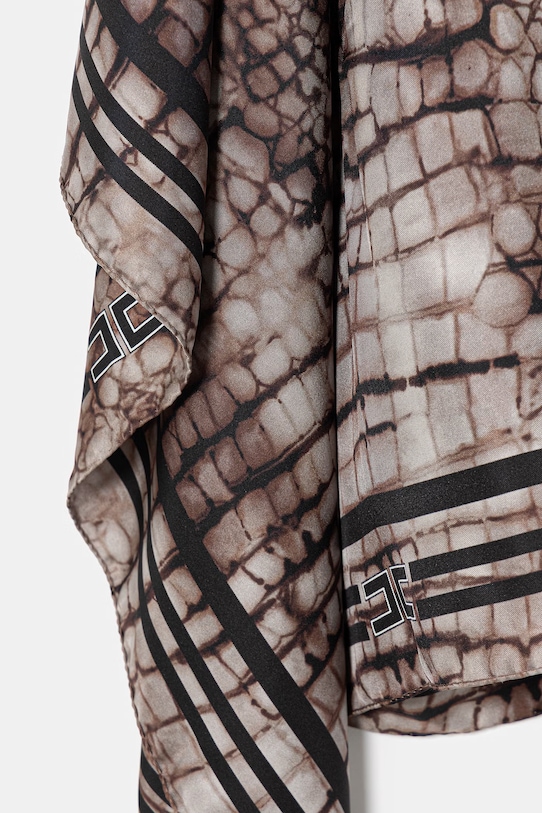 Akcesoria Elisabetta Franchi apaszka damska jedwabna FO24L61E2 brązowy