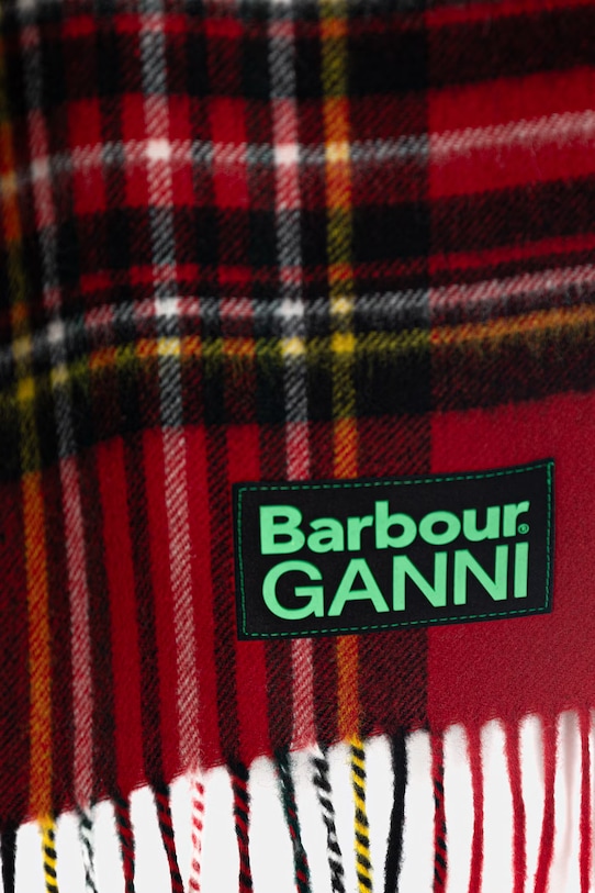 Barbour x Ganni Tartan szalik wełniany damski LSC0455RE51 multicolor SS26