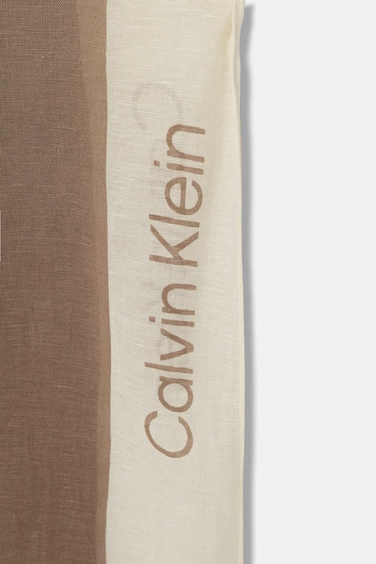 Calvin Klein šál dámsky s prímesou ľanu LV04F9021G béžová SS26