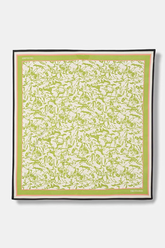 Trussardi apaszka jedwabna tkanina zielony S007C000009N