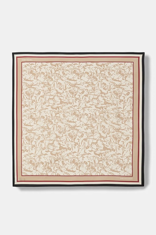 Trussardi apaszka jedwabna tkanina beżowy S007C000009N