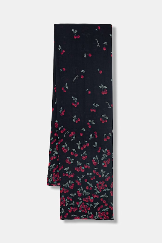 Twinset szal damski z dodatkiem wełny granatowy 261TO5520