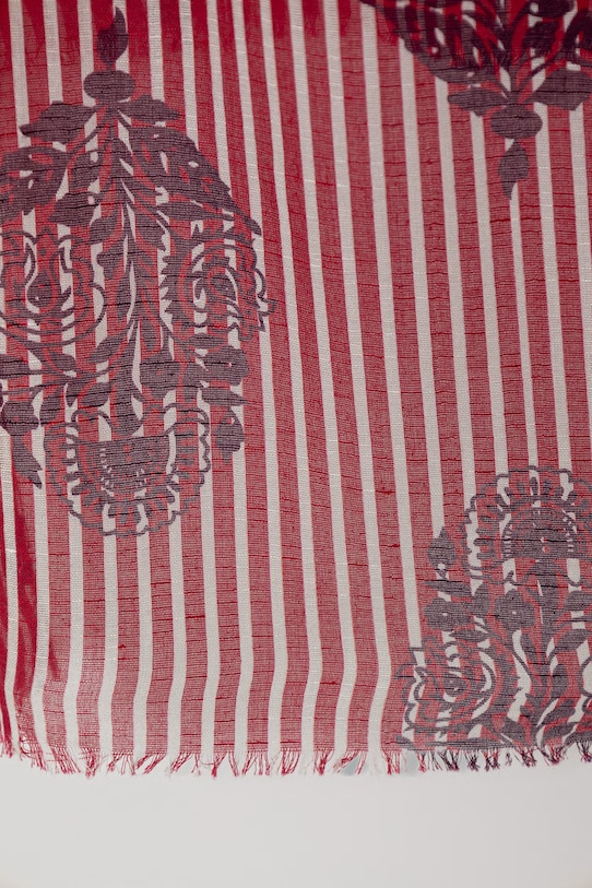 United Colors of Benetton dámsky šál s prímesou ľanu 6FL0VU007 červená SS26