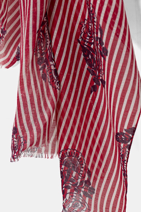 Doplnky United Colors of Benetton dámsky šál s prímesou ľanu 6FL0VU007 červená