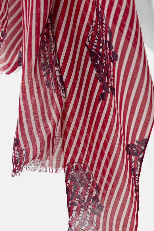 Doplnky United Colors of Benetton dámsky šál s prímesou ľanu 6FL0VU007 červená