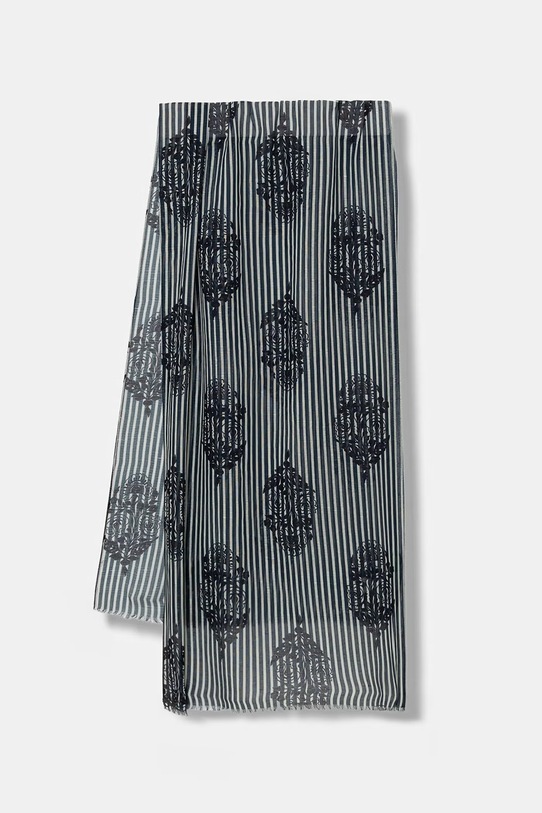 United Colors of Benetton dámsky šál s prímesou ľanu tmavomodrá 6FL0VU007