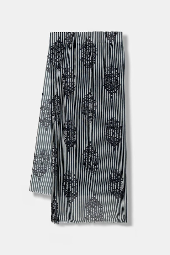 United Colors of Benetton dámsky šál s prímesou ľanu tmavomodrá 6FL0VU007