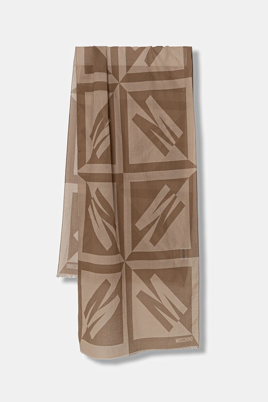 Moschino szalik bawełniany tkanina beżowy M3401.03321