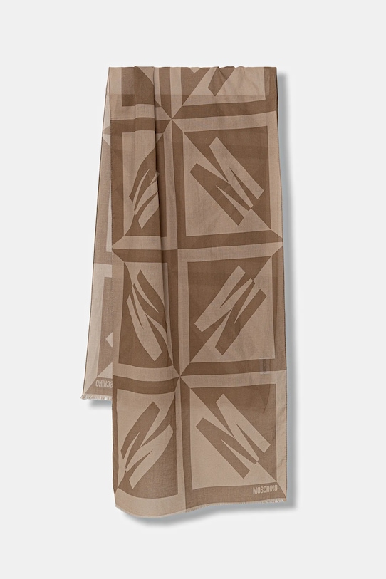 Moschino szalik bawełniany tkanina beżowy M3401.03321