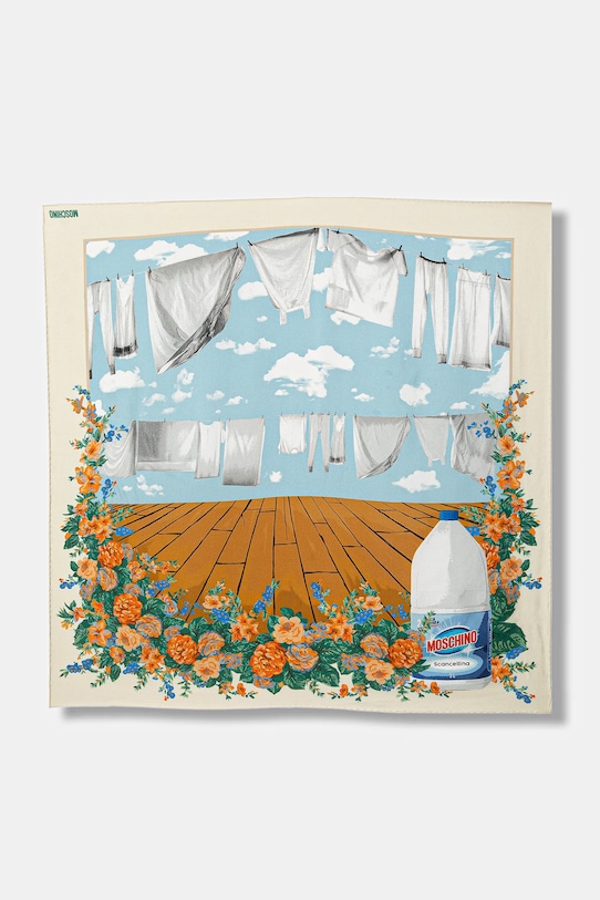 Moschino chusta jedwabna tkanina beżowy M3378.03549