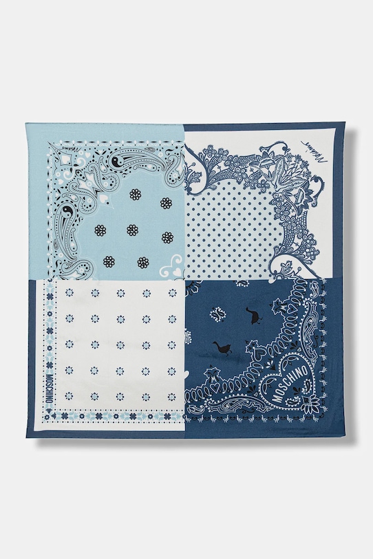 Moschino chusta jedwabna tkanina niebieski M3371.03627