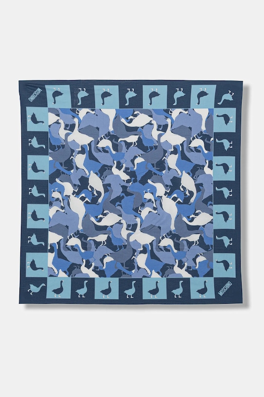 Moschino chusta bawełniana wzorzyste niebieski M5872.50207