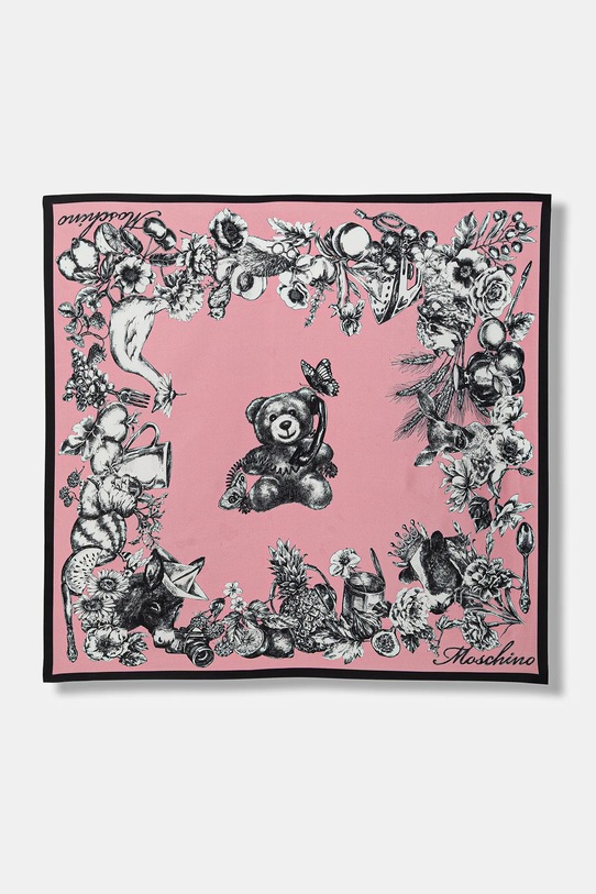 Moschino chusta jedwabna tkanina różowy M3380.03549