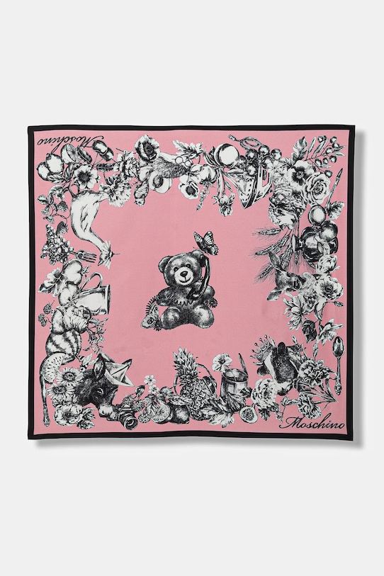 Moschino chusta jedwabna tkanina różowy M3380.03549