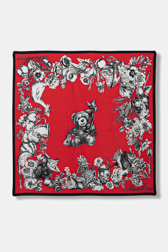 Moschino chusta jedwabna tkanina czerwony M3380.03549